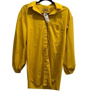 Abercrombie & Fitch NWT Long Sleeve Poplin Puff Sleeve Shirt Dress Yellow, Sz XS